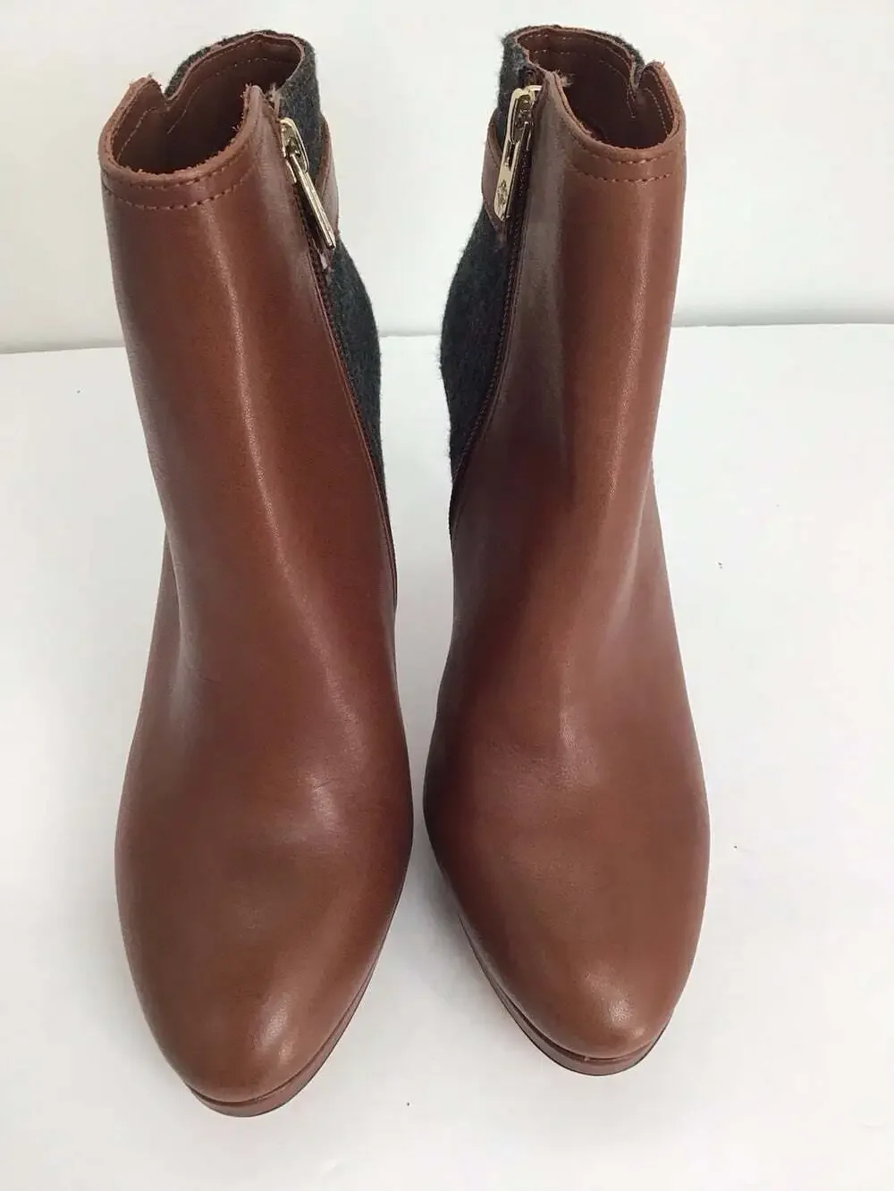 Antonio Melani NWOT Knight Lee Leather/Wool Heeled Ankle Boots Brown/Gray Sz 7.5